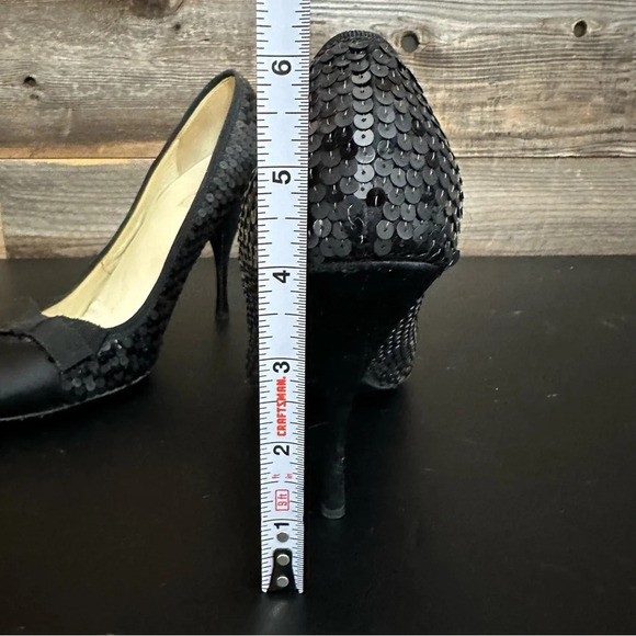 Prada Black Sequins Pumps Women 39 Black Bow Satin Toe & Heel Stiletto Shoes - Picture 8 of 12
